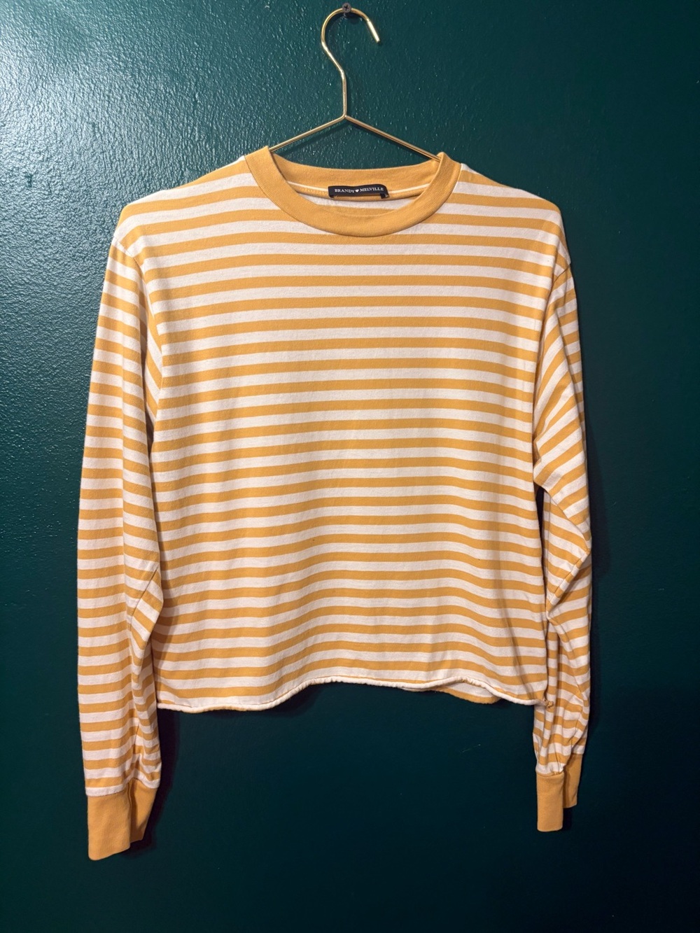 Brandy Melville Yellow Stripe Long-Sleeve Knit Sweater